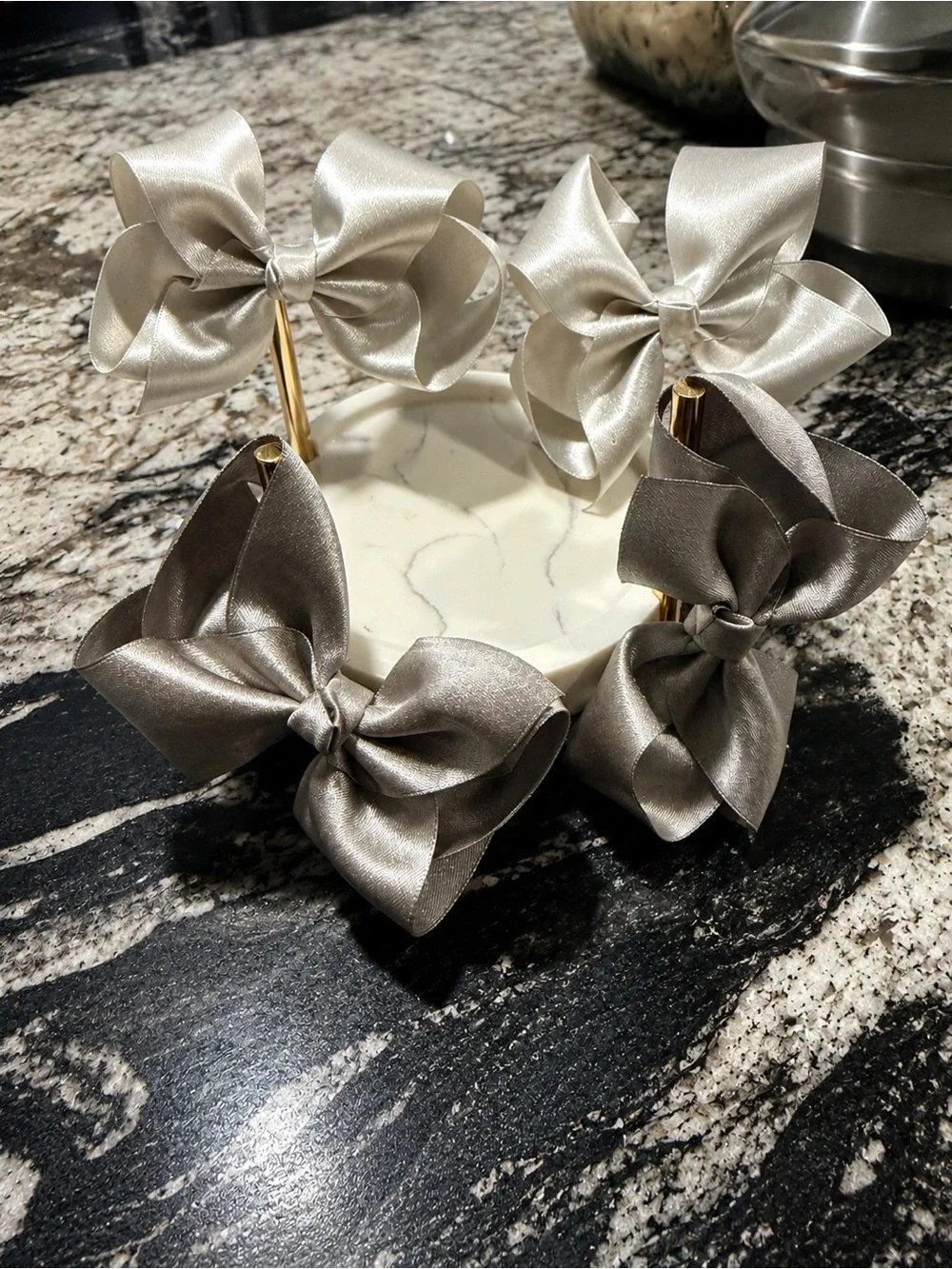 Girls Hair Bows for Kids - Silver & Light Gray